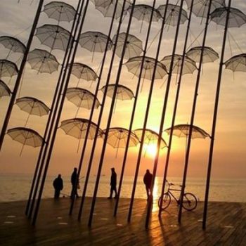 Thessaloniki Umbrellas Sunset